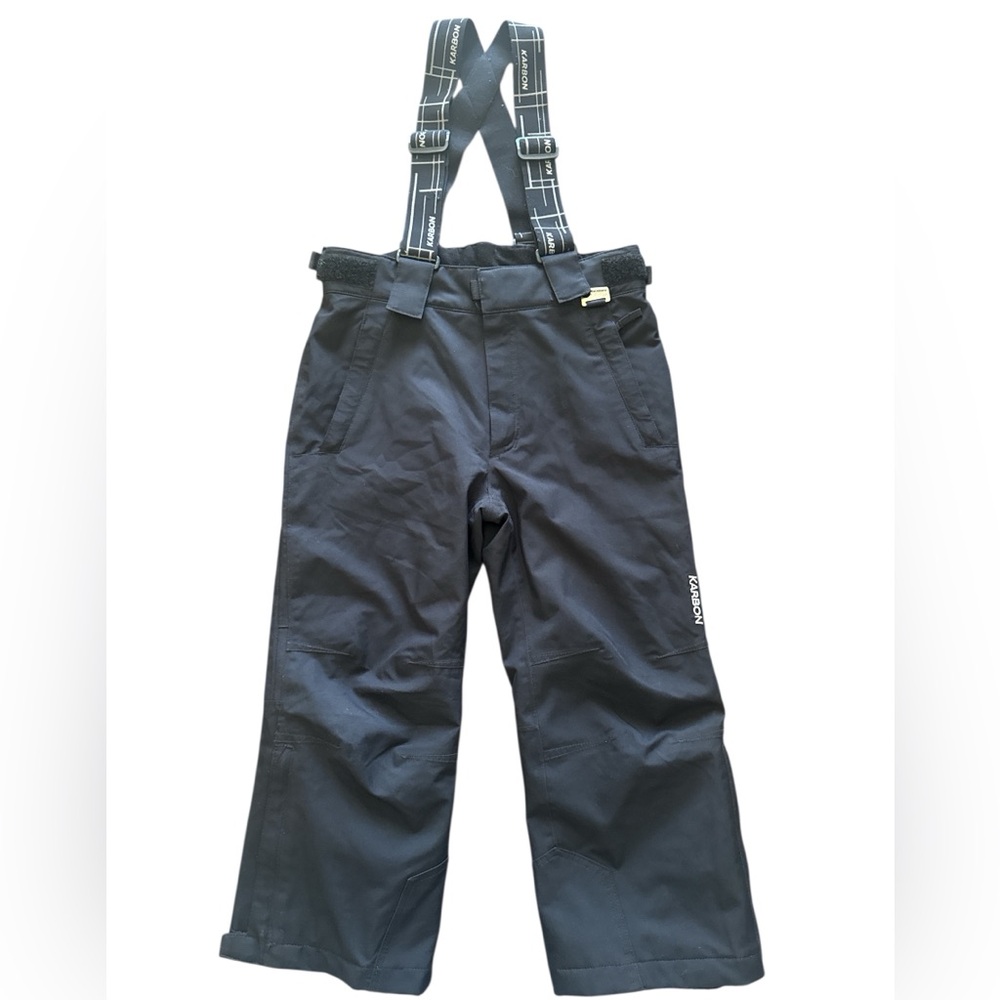 Karbon Youth Ski Snow Pants Size 6 Adjustable and Removable Straps Black Winter
